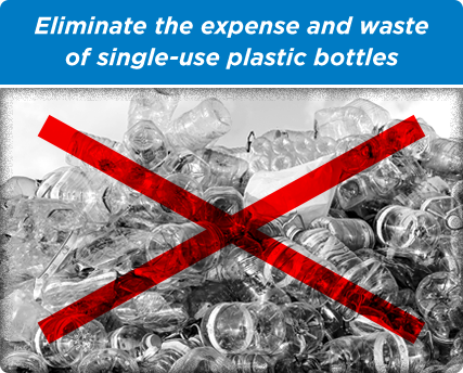 Eliminate the expense and waste of single-use plastic bottles